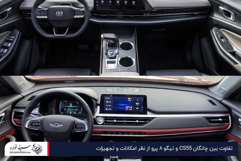 تفاوت بین چانگان CS55 و تیگو ۸ پرو از نظر امکانات و تجهیزات