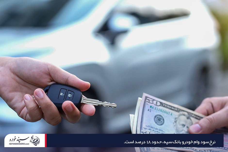 دو دست در حال رد و بدل کردن دلار و سوییچ ماشین با پسزمینه مات ماشین سفید