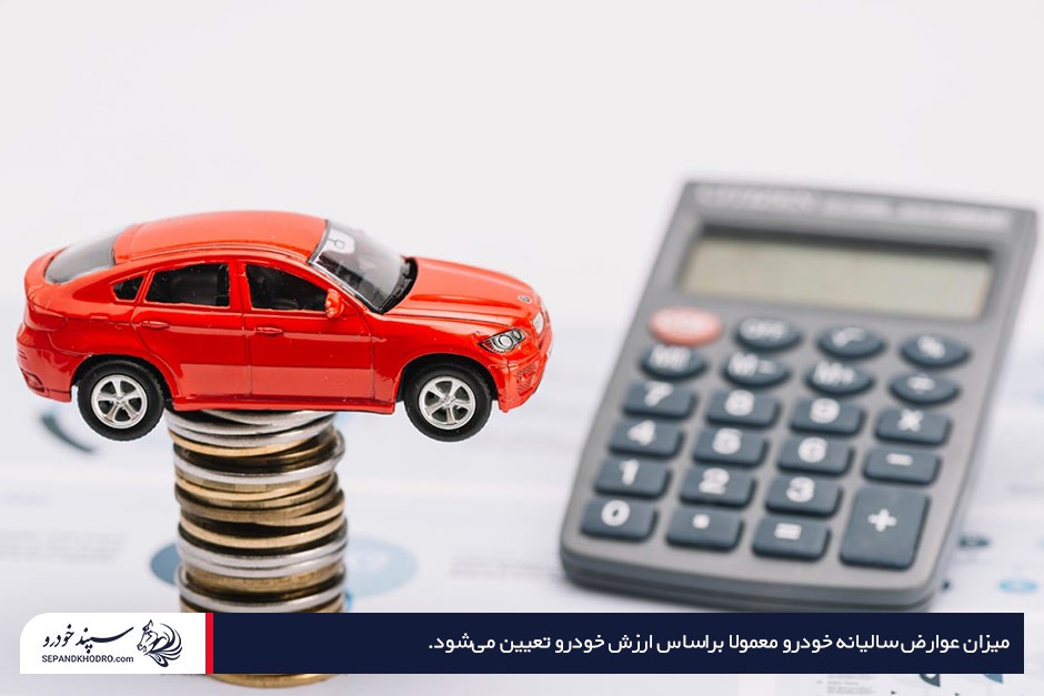 ماشین اسباببازی قرمز روی چند سکه در کنار ماشینحساب