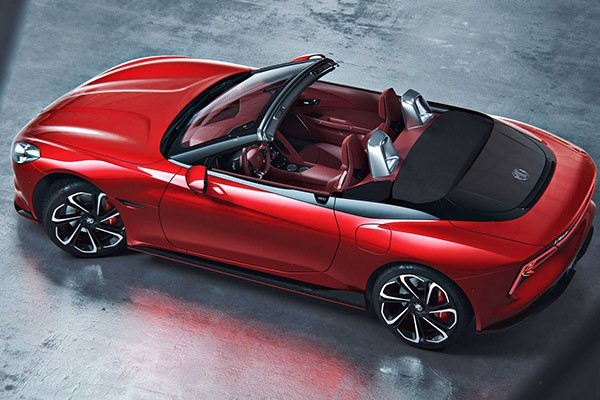 ام‌جی سایبرستر بدون راننده قرمزرنگ از نمای بالا